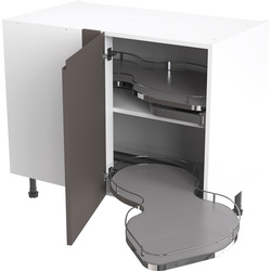 Kitchen Kit Flatpack J-Pull Kitchen Cabinet Pull Out Base Blind Corner Unit Super Gloss Graphite 1000mm Right Hand