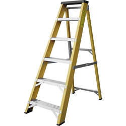 Lyte Ladders / Lyte Heavy Duty Fibreglass Swingback Step Ladder 6 Tread, Closed Length 1.34m