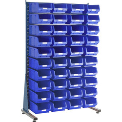 Barton Steel Louvre Panel Starter Stand with Blue Bins 1600 x 1000 x 500mm with 40 TC4 Blue Bins