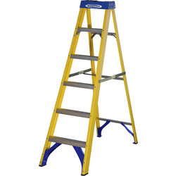 Werner Fibreglass Swingback Step Ladder 6 Tread SWH 2.59m - 91495 - from Toolstation