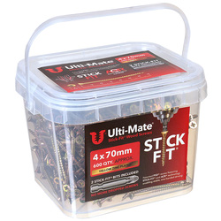 Ulti-Mate Stick-Fit Woodscrews Tub 4.0 x 70mm