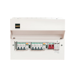 Crabtree Loadstar Metal Consumer Unit 9 Way Dual Type A RCD + 1 Mod SPD + 7 MCBs