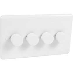 Wessex Electrical / Wessex White Push Dimmer Switch 4 Gang 250W 2 Way