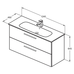 Ideal Standard i.life A Double Drawer Wall Hung Unit with Basin Matt Quartz Grey