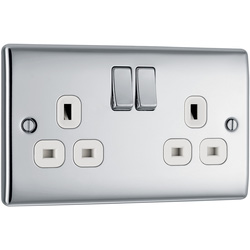 BG Nexus Metal Polished Chrome 13A Switched Socket 2 Gang