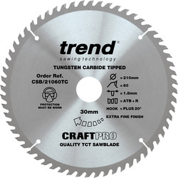 Trend Craft Table Saw Blade 210 x 60T x 30mm CSB/21060TC