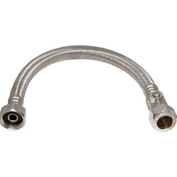 Flexible Tap Connector with Isolating Valve 22mm x 3/4" 13mm Bore. 300mm - 93071 - from Toolstation
