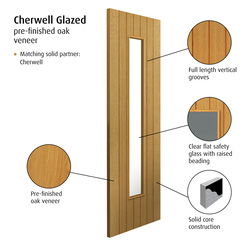 Cherwell Oak Glazed Internal Door P/F