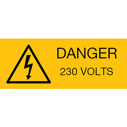 Danger 230V Warning Labels Vinyl 50 x 20mm
