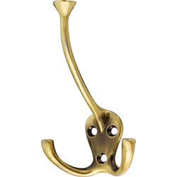 Triple Robe Hook Antique Brass - 95504 - from Toolstation