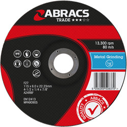 Abracs Abracs Trade Metal Grinding Disc 115mm x 6mm x 22mm - 95652 - from Toolstation