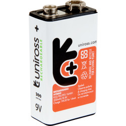 Uniross / Long Life Multi Use Rechargeable Batteries PP3 200