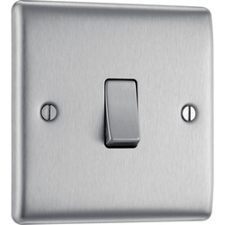 BG / BG Nexus Metal Brushed Steel Switch 20A 16AX 1 Gang 2 Way