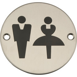 Eclipse Satin Stainless Steel Door Sign Unisex Symbol 76mm - 96488 - from Toolstation