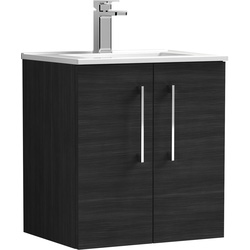 nuie Arno Double Door Wall Hung Vanity Unit Charcoal Black 500mm With Minimalist Basin