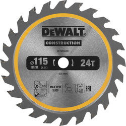 DeWalt TCT Circular Saw Blade 115 x 9.5mm x 24T