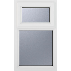 Crystal / Crystal Casement uPVC Window Top Hung Opening Over Fixed Light 1190mm x 1115mm Obscure Triple Glazed White