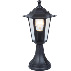 Lutec Corniche Lantern IP44 Pedestal Black E27 Black