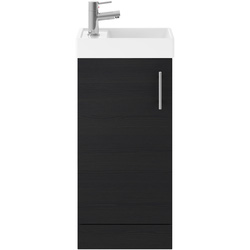 nuie Vault Single Door Compact Floor Standing Vanity Unit with Ceramic Basin 400mm Hacienda Black