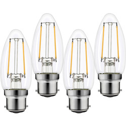 Wessex Electrical Wessex LED Filament Candle Bulb Lamp 1.8W BC 250lm - 97809 - from Toolstation