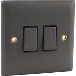 Power Pro / Power Pro Anthracite Plate 10A Switch 2 Gang 2 Way