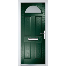 Crystal / Crystal Composite Door Four Square Sunburst Left Hand 920mm x 2055mm Obscure Glass Glazing Dark Green