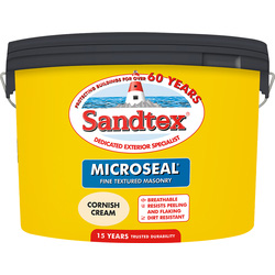 Sandtex Fine Textured Masonry Paint 10L Cornish Cream