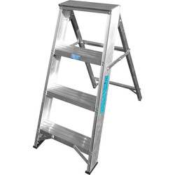 Lyte Industrial Swingback Aluminium Step Ladder 4 Tread, Closed Length 0.90m