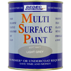 Bedec Multi Surface Paint Matt Light Grey 750ml