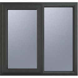 Crystal / Crystal Casement uPVC Window Left Hand Opening Next To a Fixed Light 1190mm x 1115mm Obscure Double Glazing Grey/White