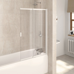 Aqualux 2 Panel Slider Bath Screen White Frame 820x1275mm