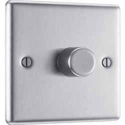 BG Brushed Steel Dimmer Switch 1 Gang 400W