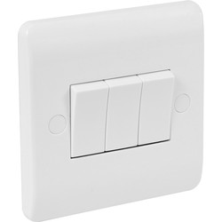 Scolmore Click Click Mode 10A Switch 3 Gang 2 Way - 98822 - from Toolstation