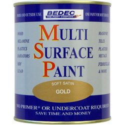 Bedec Multi Surface Paint Satin Gold 750ml