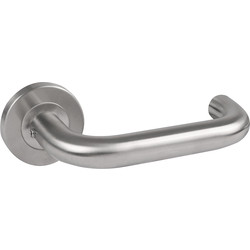 Eclipse Stainless Steel Round Bar Lever On Rose Door Handles Satin - 99671 - from Toolstation