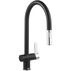 Deva Midford Pull Out Mono Mixer Kitchen Tap Black & Chrome