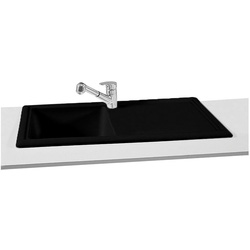 Reversible Ceramic Kitchen Sink & Drainer Black Single Bowl