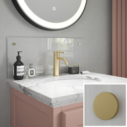 Splashback / Splashback Clear Glass Bathroom Splashback 600 x 250mm With Brushed Brass Caps