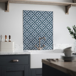 Laura Ashley Mr Jones Midnight Seaspray Glass Splashback 600 x 750mm 