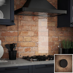 Splashback / Splashback Clear Glass Splashback with Matt Black Caps 600 x 700mm