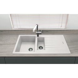 Maine / Maine Celyn Granite Composite Reversible Kitchen Sink & Drainer 1.5 Bowl White