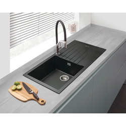 Maine / Maine Celyn Granite Composite Reversible Kitchen Sink & Drainer Large Single Bowl Black