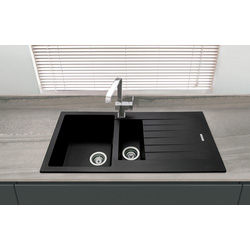 Maine Celyn Granite Composite Reversible Kitchen Sink & Drainer 1.5 Bowl Black