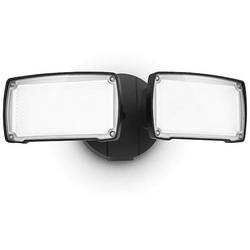 Lutec / Lutec Chimera Twin Head Floodlight IP54 21W 2350lm 5000K Black (No Sensor)