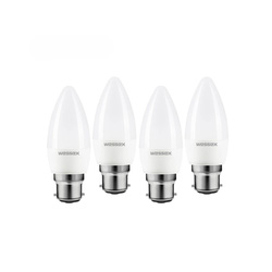 Wessex Electrical / Wessex LED Frosted Dimmable Candle Bulb Lamps 3.4W BC Cool White 470lm