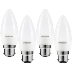 Wessex Electrical / Wessex LED Frosted Dimmable Candle Bulb Lamps 3.4W BC Warm White 470lm