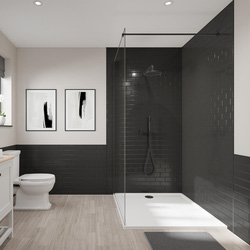 Wetwall / Wetwall Tile Composite Bathroom Wall Panel Black Gloss 2440 x 1220mm