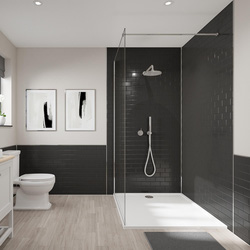 Wetwall / Wetwall Tile Composite Bathroom Wall Panel Black Gloss 1220 x 2440mm