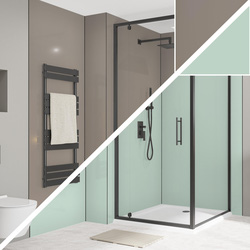Wetwall / Wetwall Alloy Double-Sided Bathroom Wall Panel Terra Grey / Seabreeze Green 2440 x 600mm