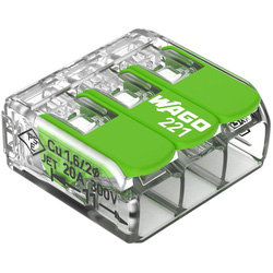 Wago / WAGO 221 3-Way Compact Lever Connectors 0.14-4mm²